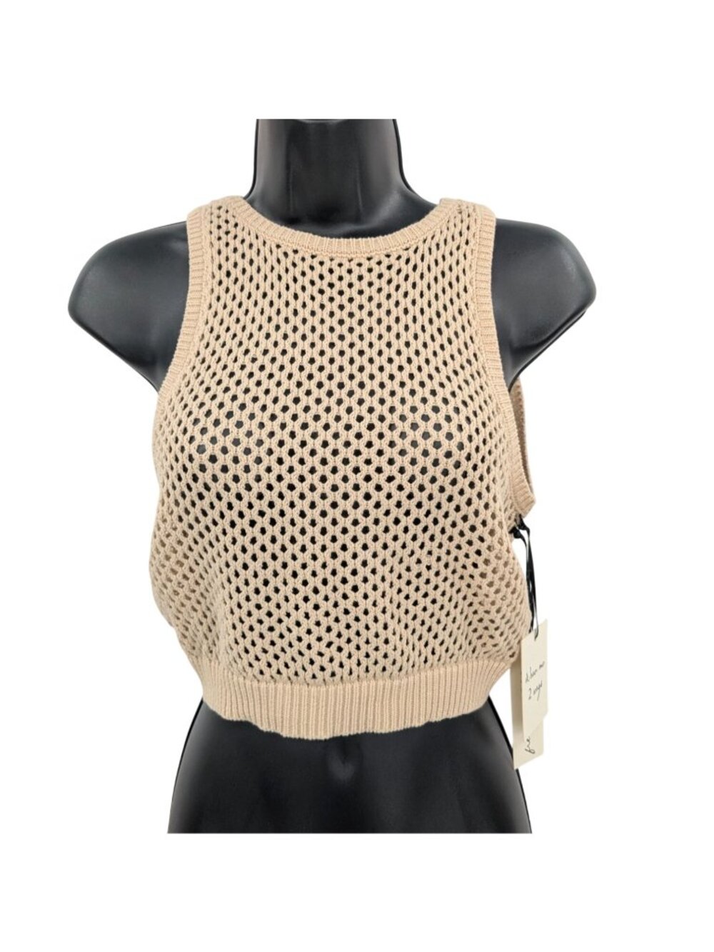 Crochet Open Knit Tank Top Cropped Reversible 2 Way Wear Twist Coastal Y2K Small